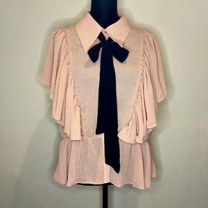 Zara ruffled blouse w/bow, blush